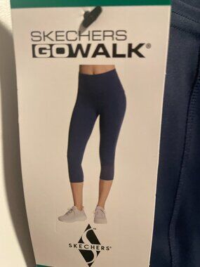Skechers GO WALK Womens Capri Leggings Navy XL Pockets 4 Way Stretch NEW